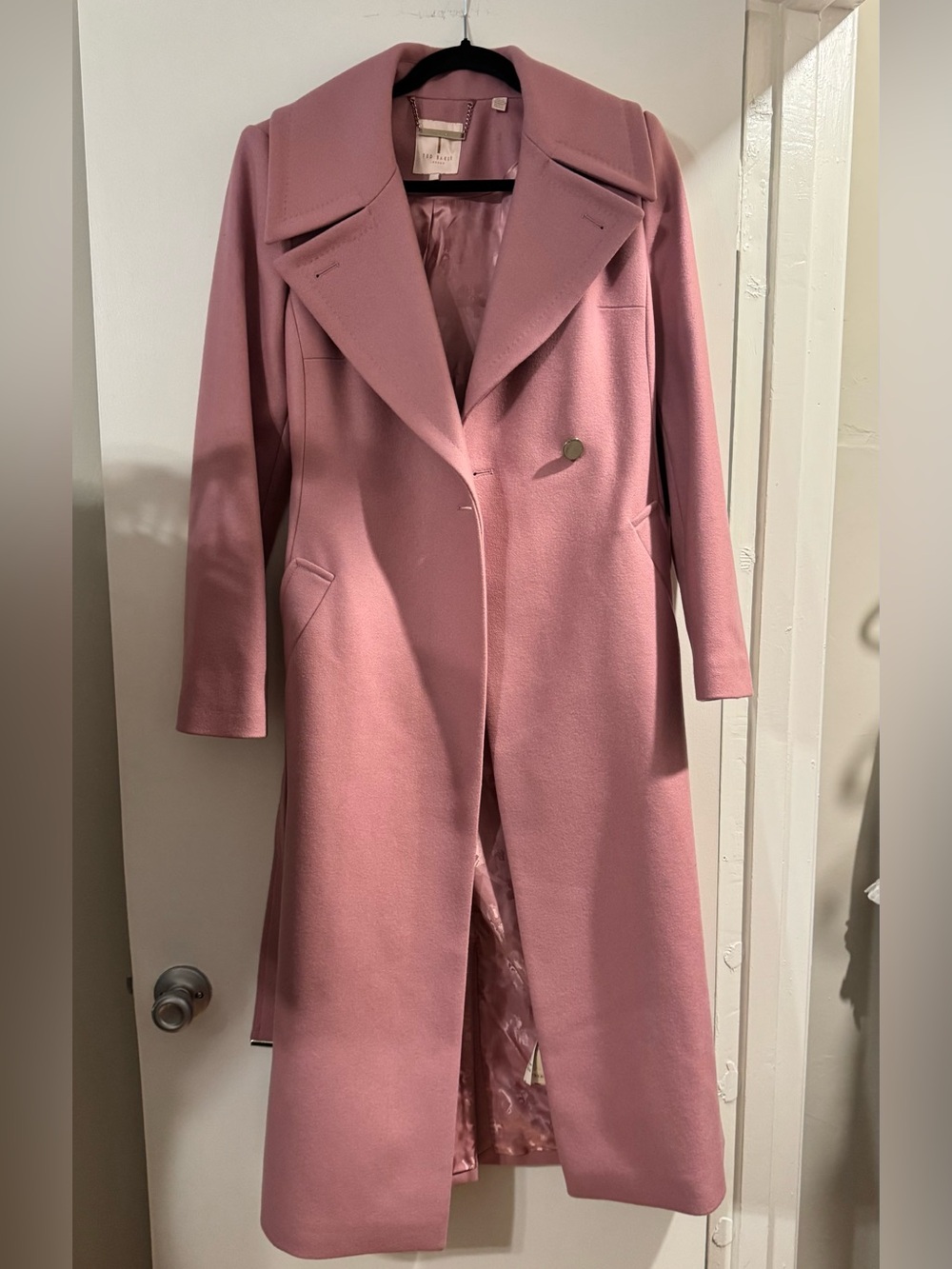 Ted Baker London Pink Wool-Blend Trench Coat